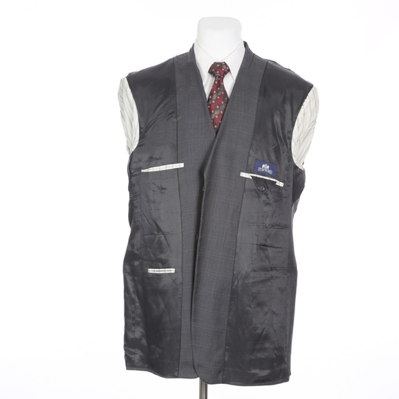 Stafford Three Button Gray Glen Plaid Sport Coat